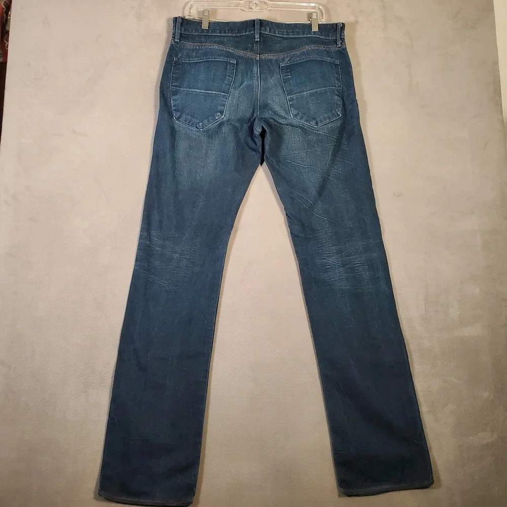 Banana Republic Jeans Mens 32x34 Dark Wash Vintage Straight Button Fly‎ Denim